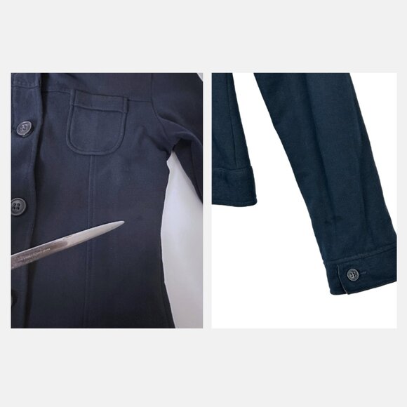 Vintage Woolrich Blazer Womens S Cotton Silk Y2K Jacket Blue Contrast Plaid Trim - Picture 9 of 13